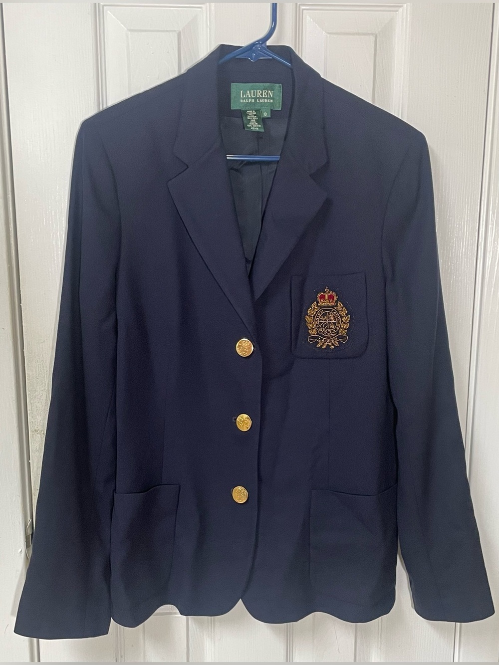 Ralph Lauren Blazer Wool Women’s 10 Navy RL Crown Crest Buttons Preppy Academia - Picture 2 of 10